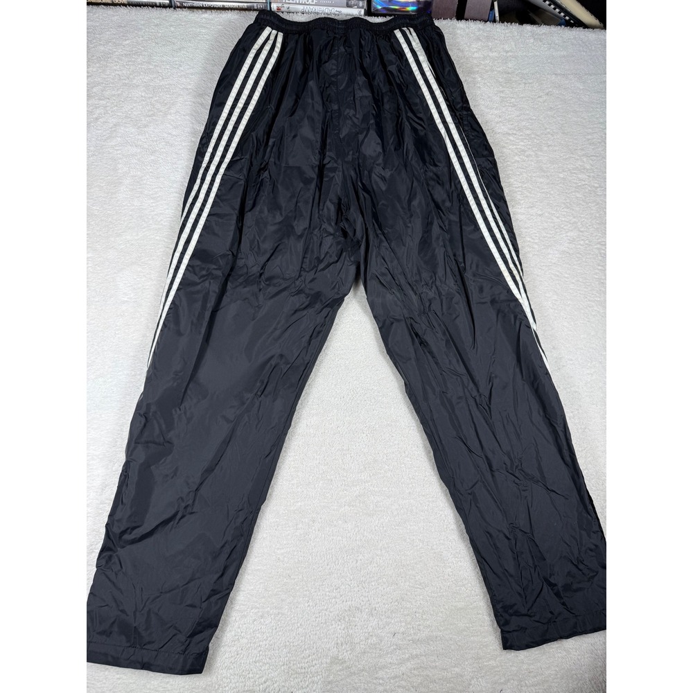 Adidas Track Pants Mens XL Black 90's Y2K Vintage 3-Stripe Nylon Wind Pants - Picture 8 of 9